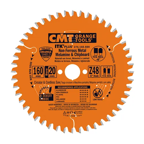 CMT ITK Plus Ultra tenký kotouč na lamino, plast a neželezné kovy - D160x1,8 d20 Z48 HW
