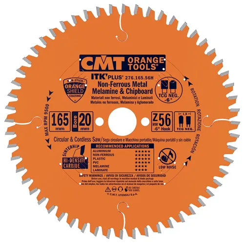 CMT ITK Plus Ultra tenký kotouč na lamino, plast a neželezné kovy - D168x1,8 d20 Z52 HW