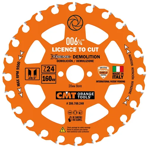 CMT XTreme Pilový kotouč na demoliční práce - D160x2,3 d20 Z24 HW