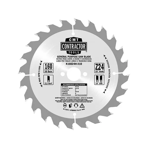 CMT Sada Contractor Pilových kotoučů na dřevo - D160x2,2 d20 Z24+Z40 HW, 3ks