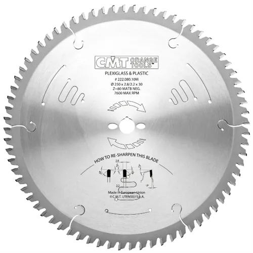 CMT XTreme Pilový kotouč pro plovoucí podlahy, PVC, plexi - D250x2,8 d30 Z80 HW