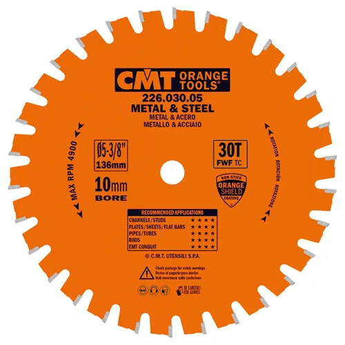 CMT Industrial Pilový kotouč na železo - D136x1,5 d10 Z30 HW