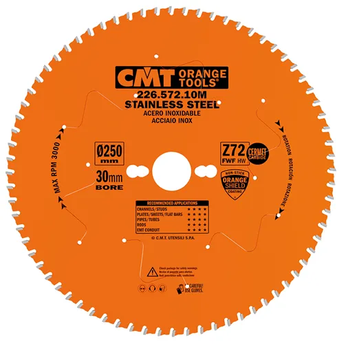 CMT Industrial Pilový kotouč na nerez ocel - D250x2,2 d30 Z72 HW