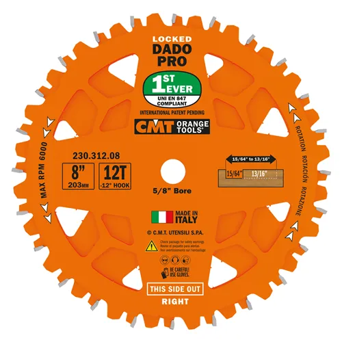 CMT Sada drážkovacích kotoučů DADO PRO - D203x6,2-20 d15,87 Z12 HW