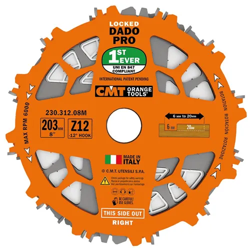 CMT Sada drážkovacích kotoučů DADO PRO - D203x6,2-20 d30 Z12 HW