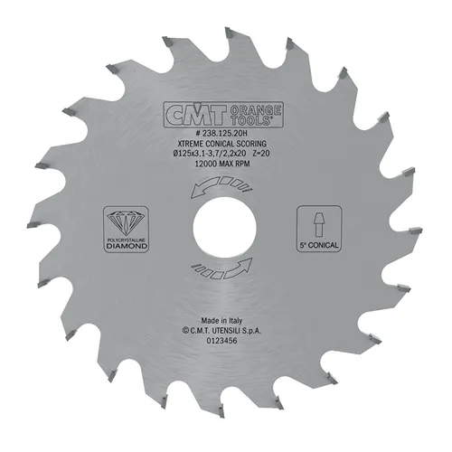 CMT XTreme Diamantový předřezový kotouč kónický - D125x3,1-3,7 d20 Z20