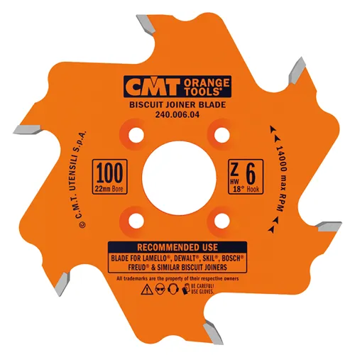 CMT Industrial Kotouč lamelovací pro lamelové spoje - D100x3,96 d22 Z6 HW střídavý zub