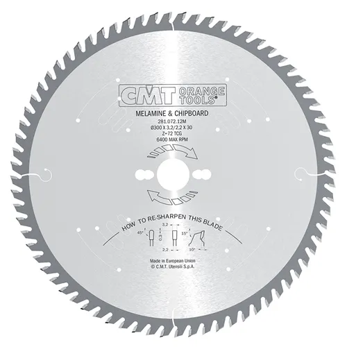 CMT XTreme Pilový kotouč na lamino a DTD, neg. úhel - D220x3,2 d30 Z63 HW