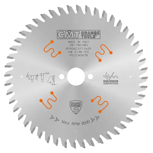CMT Orange Chrome Pilový kotouč na lamino a kompozity - D160x2,2 d20 Z48 HW