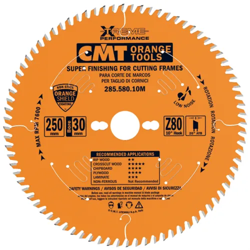 CMT Orange Chrome Pilový kotouč na profilové lišty - D250x3,0 d30 Z80 HW
