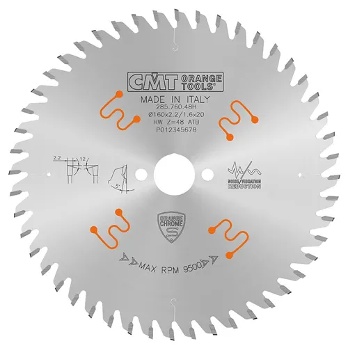 CMT Orange Chrome Pilový kotouč pro finální příčné řezy - D160x2,2 d20 Z48 HW