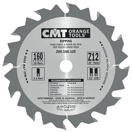 CMT Industrial Pilový kotouč pro podélné řezy - D160x16 Z12 HW
