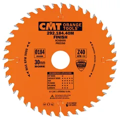 CMT Industrial Pilový kotouč pro elektronářadí, finální řez - D184x2,6 d30 Z40 HW