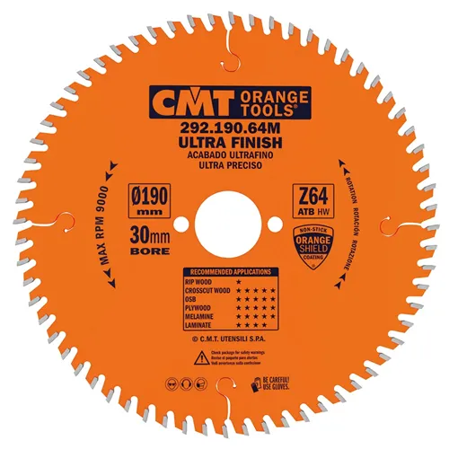 CMT Industrial Pilový kotouč pro elektronářadí, finální řez - D190x2,6 d30 Z40 HW