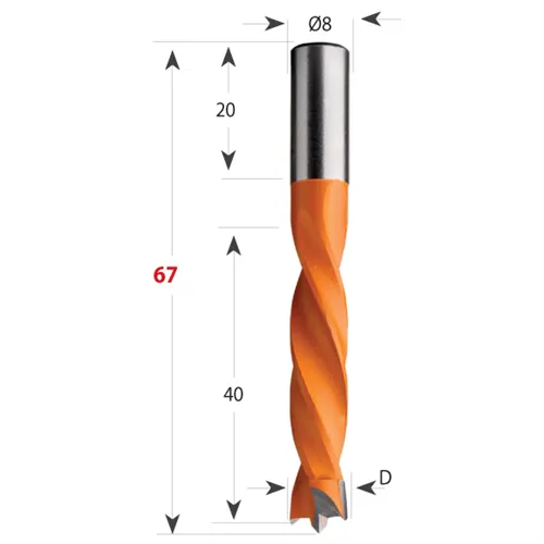 CMT 307 Vrták kolíkovací neprůchozí HW - D5,55x40 S=8x20 L67 P