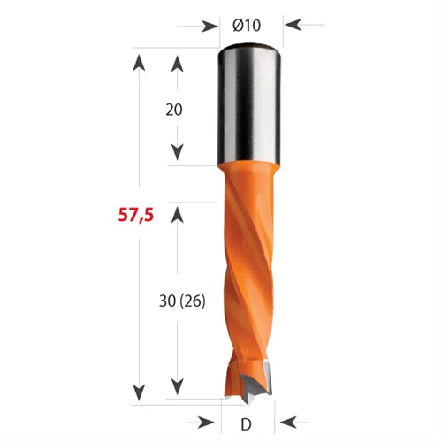 CMT 308 Vrták kolíkovací neprůchozí HW - D10x30 S=10x20 L57,5 L