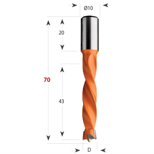 CMT 309 Vrták kolíkovací neprůchozí HW - D5x43 S=10x20 L70 P