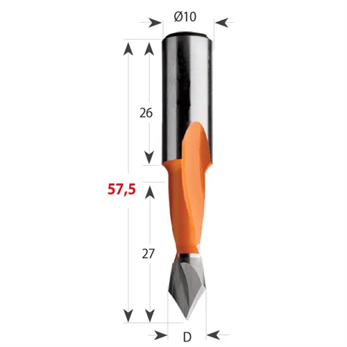 CMT 313 Vrták kolíkovací průchozí HW - D5x27 S=10x26 L57,5 P