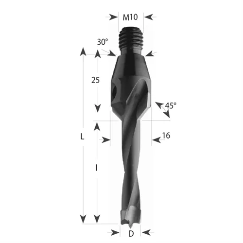 CMT Vrták kolíkovací se záhlubníkem S=M10, 30° HW - D8x50 LB75 P