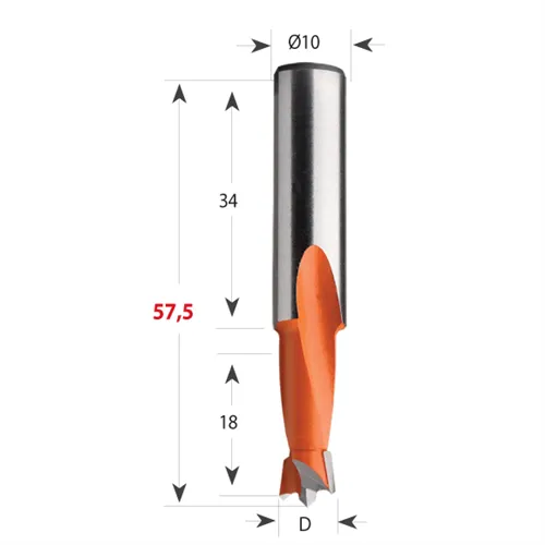 CMT 361 Vrták kolíkovací neprůchozí HW - D5x18 S=10x34 L57,5 P