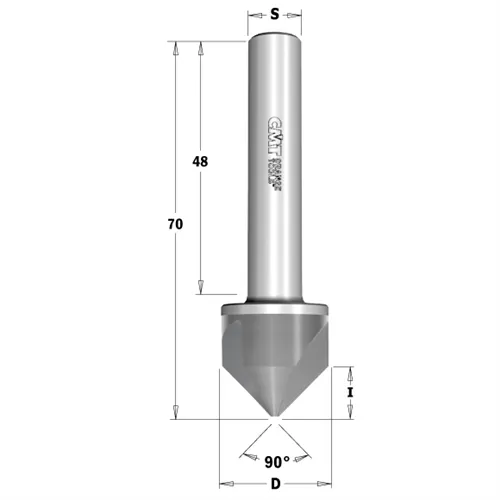CMT 521 Záhlubník stopkový 90° - D19,2 I9 L70 S=10x48