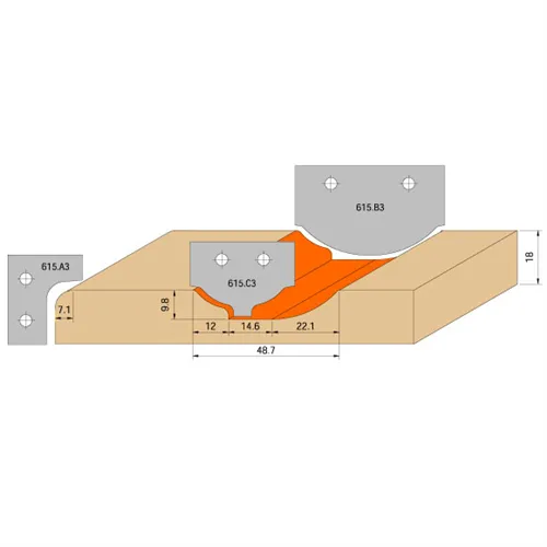 CMT 615 Sada na dvířka 4ks CNC S=20mm