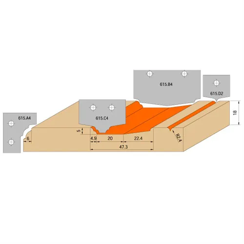 CMT 615 Sada na dvířka 4ks CNC S=20mm