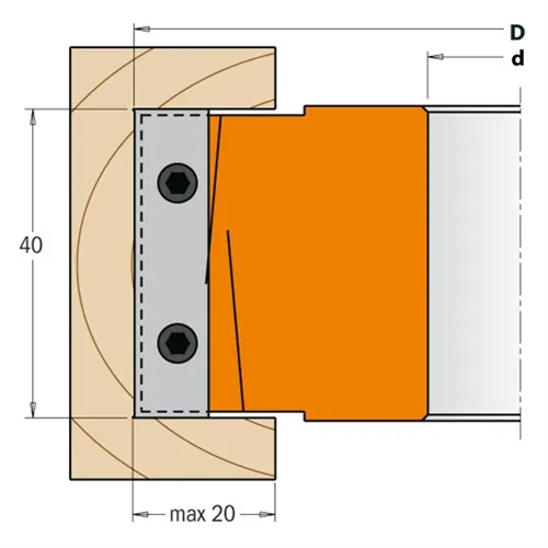 CMT 694 Univerzální frézovací hlava s předřezy MAN - D118x40-50 d40 Z2+2 ALU