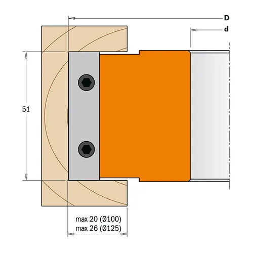 CMT 694 Falcovací fréza šikmé zuby MAN - D100x51 d30 Z2 V4 ALU