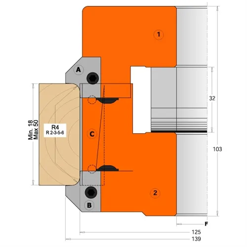CMT 695 Nůž pro 694.005 - pár žiletek R5+45° prof.B5 spodní