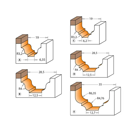CMT Profilová čelní fréza s ložiskem - Profil A, R3,2 D19x12,3 S=6 HW