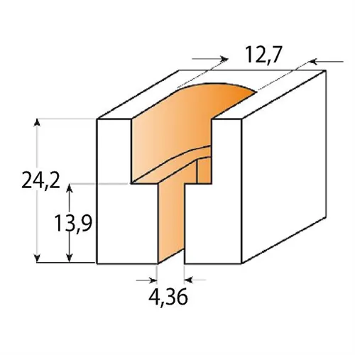 CMT Fréza na vruty - D12,7x24,2 d4,36x13,9 L63,5 S=8 HW