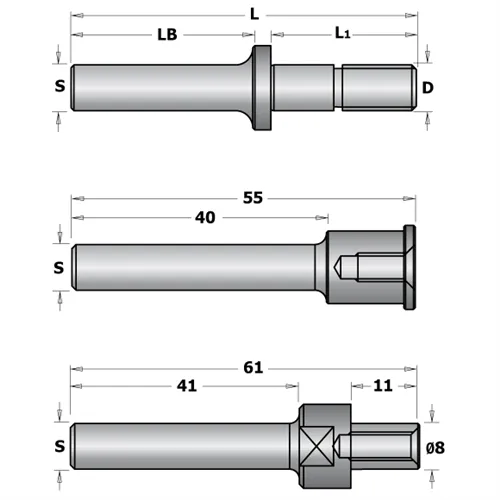CMT Trn talířové frézy s podložkami - S=12, D=M8, L1=40