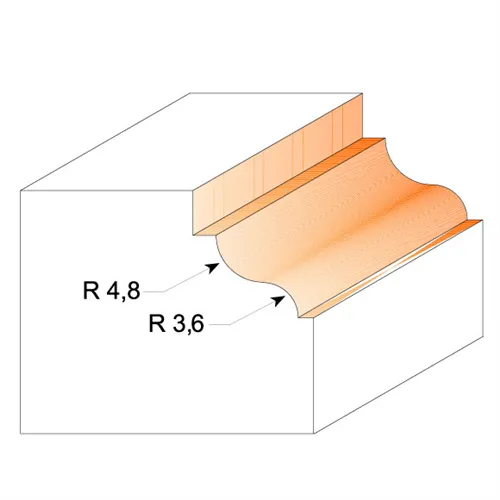 CMT Profilová fréza s ložiskem s odsazením  - R4,8-3,6 D34,2x13 S=8 HW