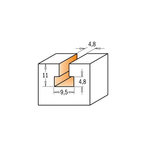 CMT Fréza na cylindrické drážky HW - D9,5x11 d4,8 S=12 Z1