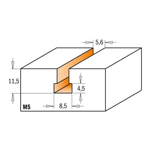 CMT Fréza na cylindrické drážky HW - D8,5x11,5 d5,6 L47 S=8 Z1, M5