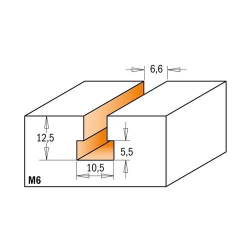 CMT Fréza na cylindrické drážky HW - D10,5x12,5 d6,6 L48 S=8 Z1, M6
