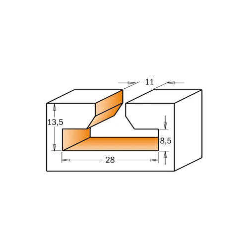 CMT Fréza na cylindrické drážky HW T-Slot - D28x13,5 d11 S=12