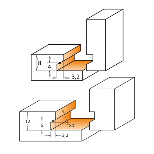 CMT Fréza na výrobu zásuvek - D25,4x12,7 S=8 HW
