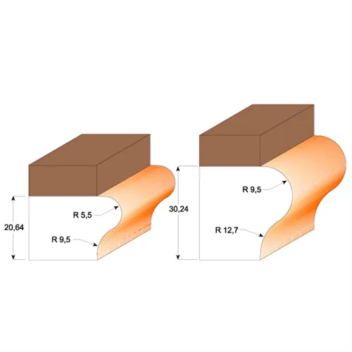 CMT Fréza na hrany parapetů - R5,5+9,5 D31,7x25,4 S=12 HW s ložiskem