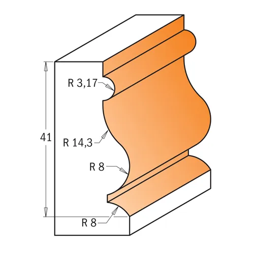 CMT Profilová fréza na lišty s ložiskem - D27x41 S=12 HW
