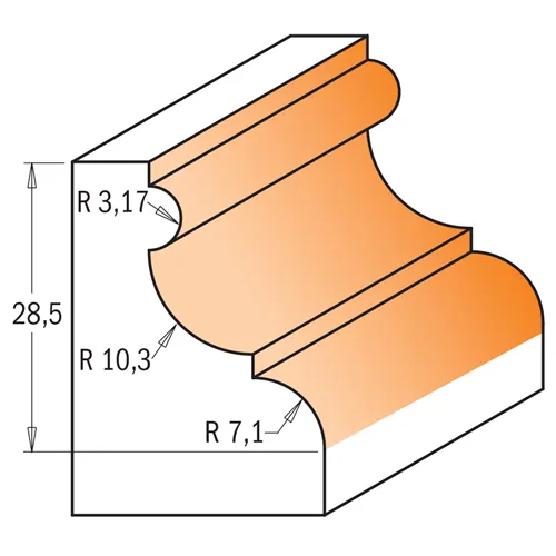 CMT Profilová fréza na lišty s ložiskem - D47,5x28,5 S=12 HW