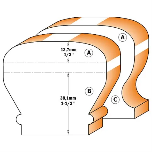 CMT Fréza na hrany stolu a madla zábradlí - D63,5x19 S=12 HW