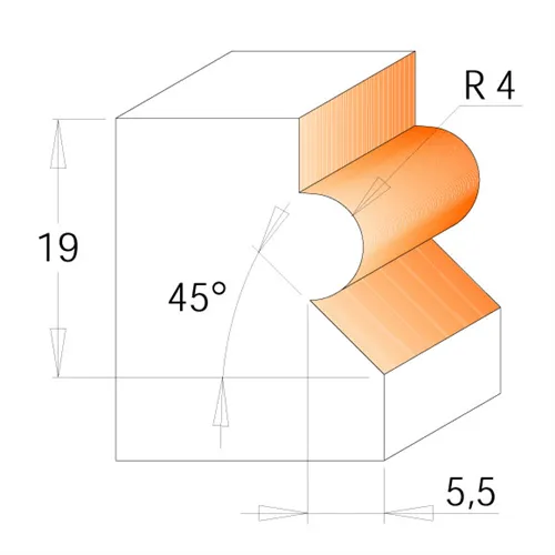 CMT Fréza na obklady Wainscot - D23,8 I19,05 R4 S=12