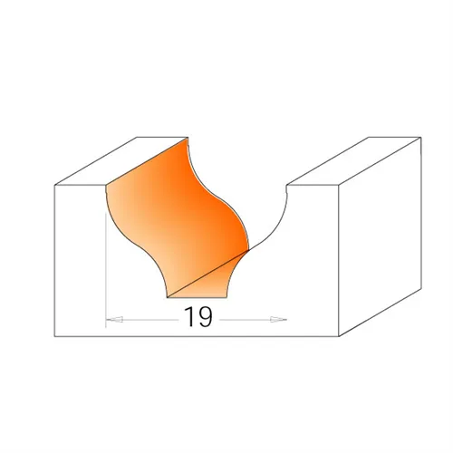 CMT Profilová fréza čelní dekorativní - R6,4 D19x11 d6,35 S=8 HW