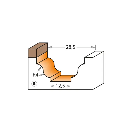 CMT Profilová čelní fréza s ložiskem - Profil B, R4 D28,6x14,3 S=8 HW