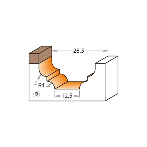 CMT Profilová čelní fréza s ložiskem - Profil D, R4 D28,6x13,3 S=8 HW