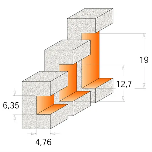 CMT Drážkovací boční fréza CORIAN - D22,2 I12,7 R4,76 S=12