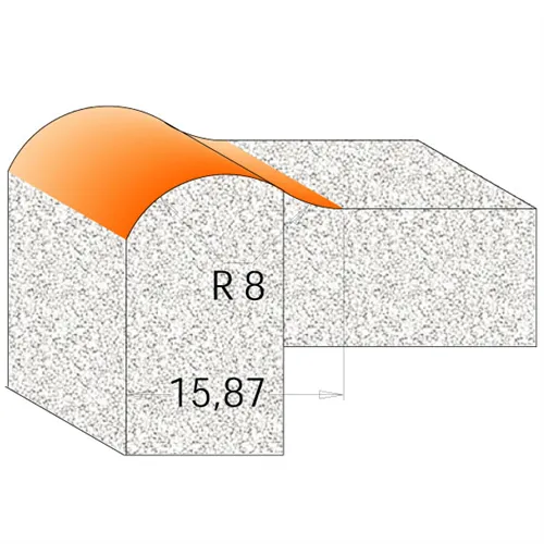 CMT Profilová fréza na hrany CORIAN - D25,4 I22,2 R8 B15,87 S=12