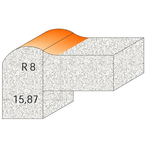 CMT Profilová fréza čelní na hrany CORIAN - D25,4 I12,7 R8 S=12